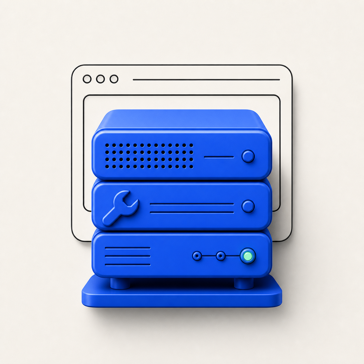 Blue hosting and maintenance stack for connected website operations.
