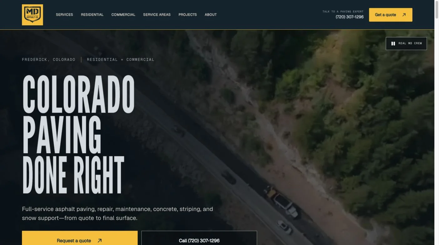 Preview of the new MD Asphalt Co. Colorado website