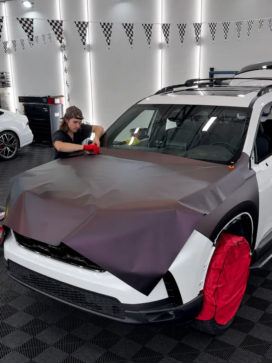 Tesla wrap, in the shop